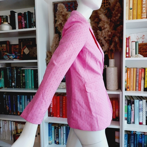 Catherine Malandrino Pink Dot Print Long Sleeve 1 Button Petite Blazer P1411 - Picture 5 of 7